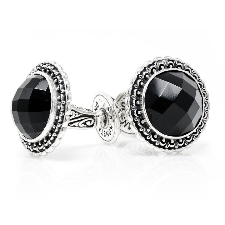 Konstantino Round Faceted Onyx Cufflinks Image 2