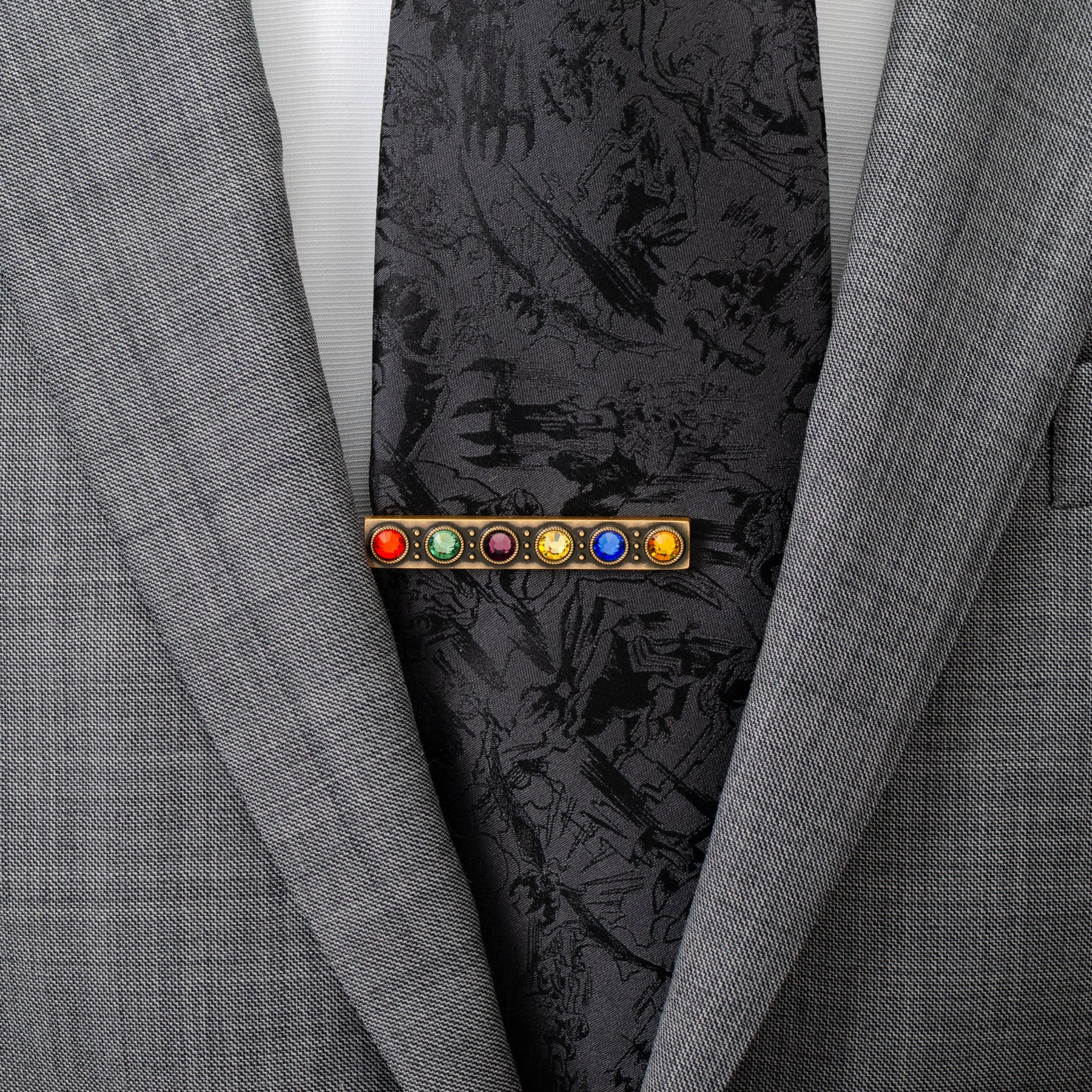 Marvel Avengers Infinity Stones Antique Gold Tie Clip Image 2