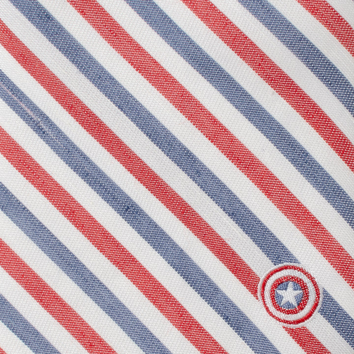 Captain America Striped White Men's Tie Image 4