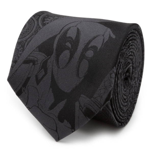 Deadpool Hidden Paisley Black Silk Men's Tie Image 1
