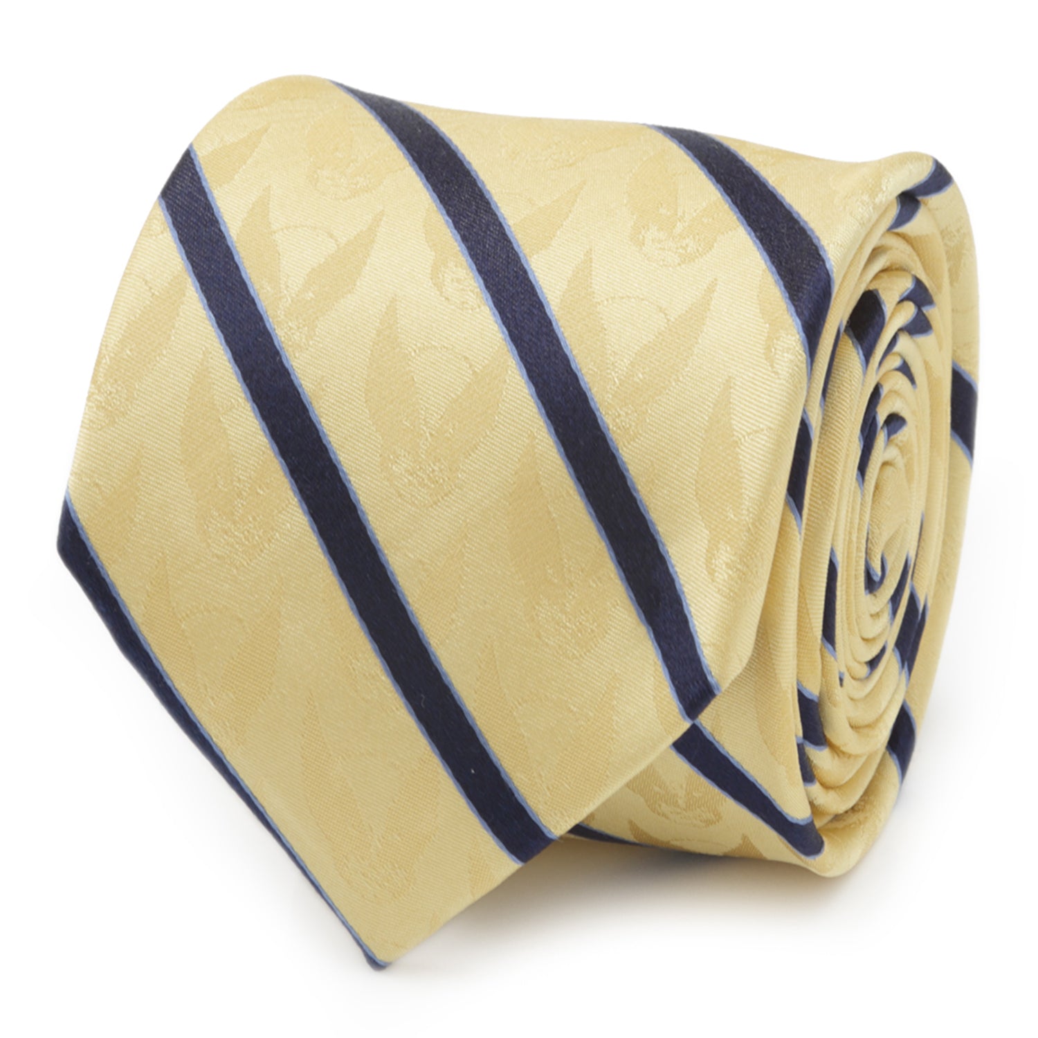 Wolverine Mask Yellow and Navy Stripe Silk Men's Tie Image 1