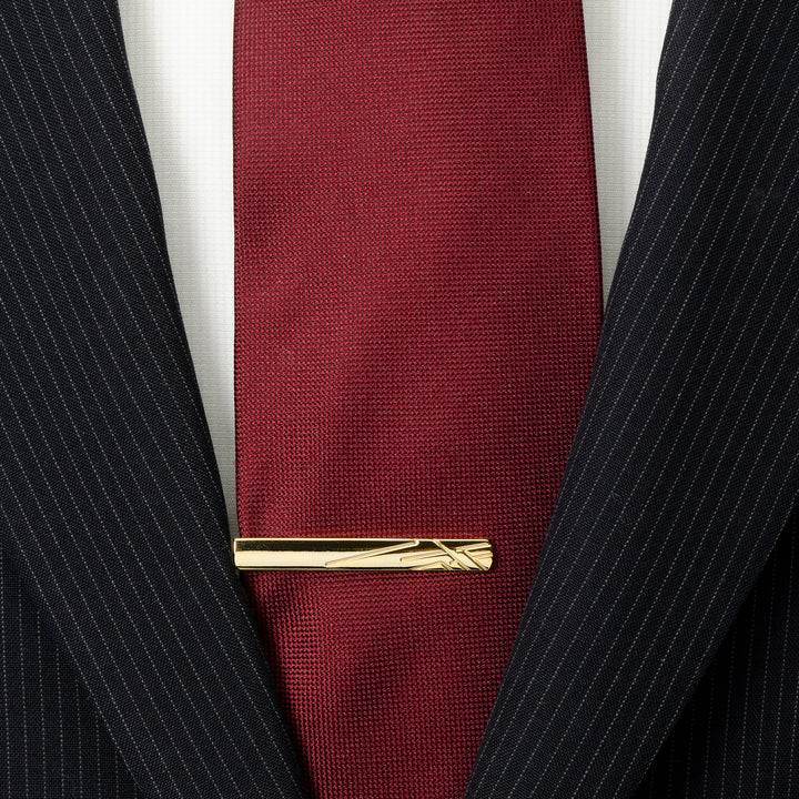 Gold Etched Lines Tie Clip Image 2