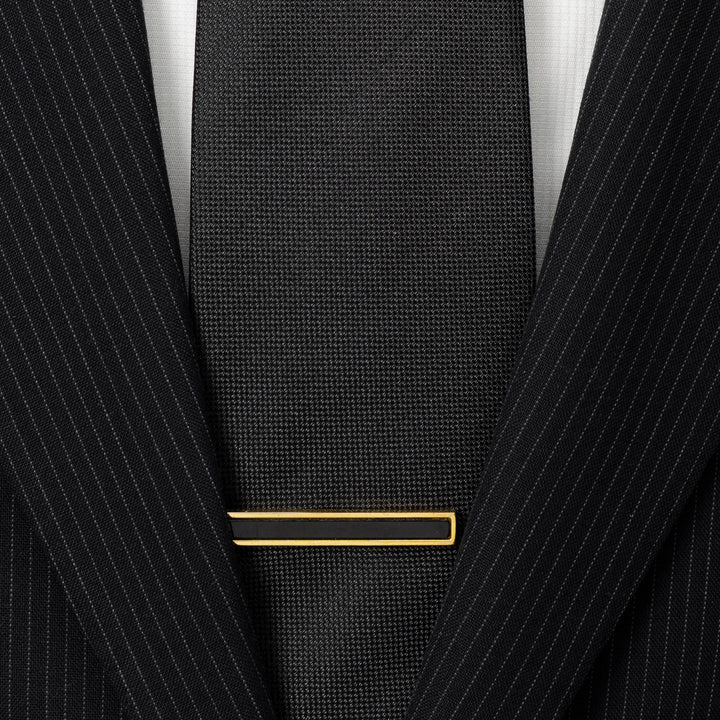 Gold and Onyx Inlaid Tie Clip Image 2