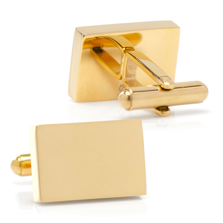 Stainless Steel Gold Plated Block Engravable Cufflinks Image 3