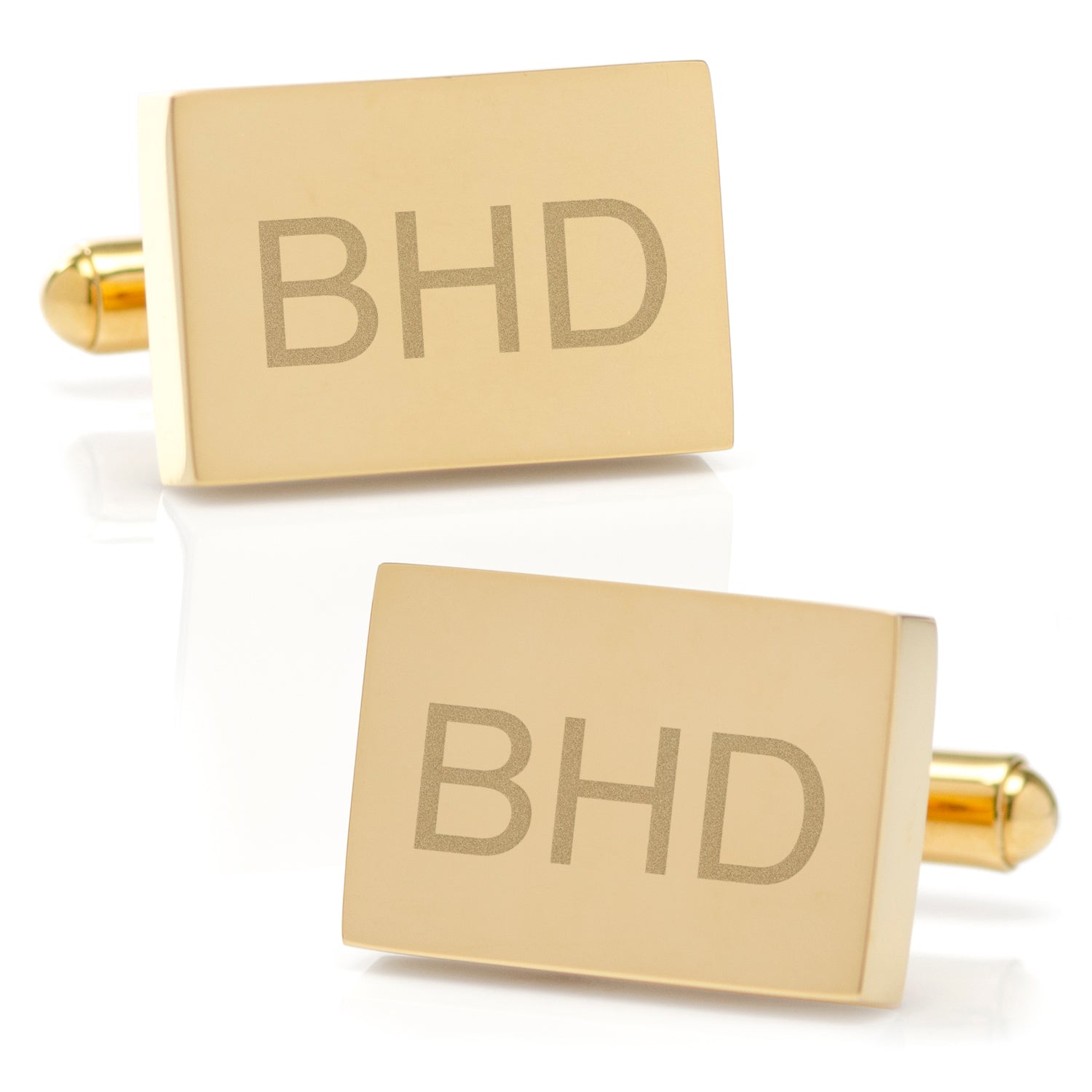 Stainless Steel Gold Plated Block Engravable Cufflinks Image 5