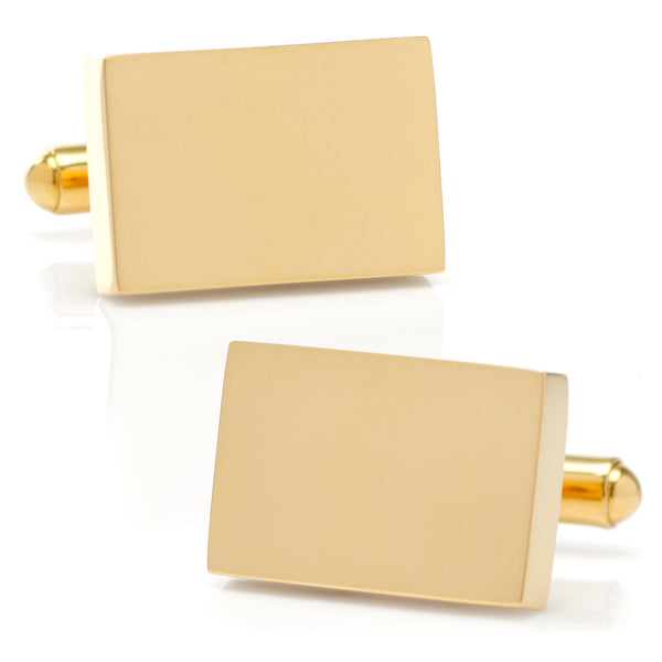 Stainless Steel Gold Plated Block Engravable Cufflinks Image 1