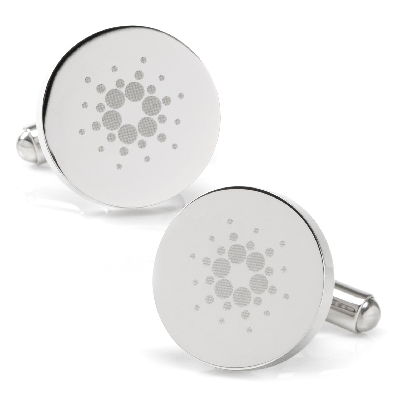 Whether you're a miner, a day-trader, or a HODLer who loves to stay the course, now's the time to show off your belief in a cryptocurrency future with our Crypto Cufflinks. Customize these round stainless steel cufflinks with the engraved logo of your favorite cryptocurrency. Our cufflinks will stand up to wear and maintain its sleek, shiny look thanks to being crafted from durable stainless steel. Image 5