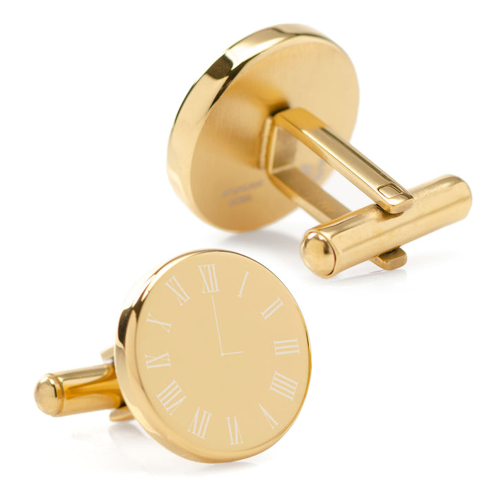 Custom Clock Engravable Gold Cufflinks Image 3