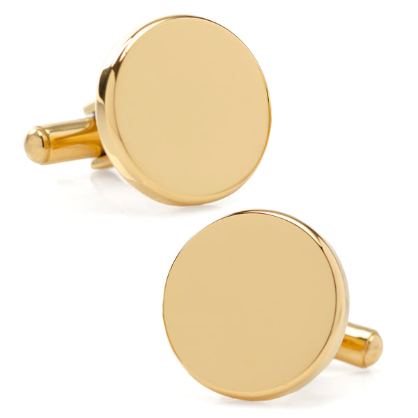 Stainless Steel Round Infinity Gold Engravable Cufflinks Image 1