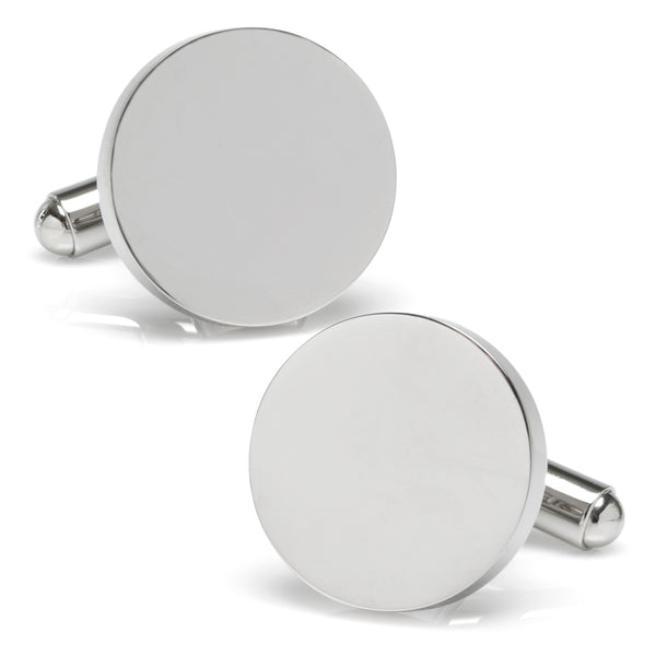 Stainless Steel Round Infinity Engravable Cufflinks Image 1