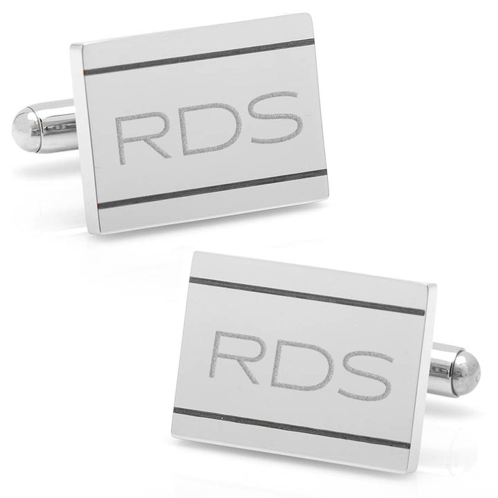 Stainless Steel Engravable Etched Frame Cufflinks Image 2