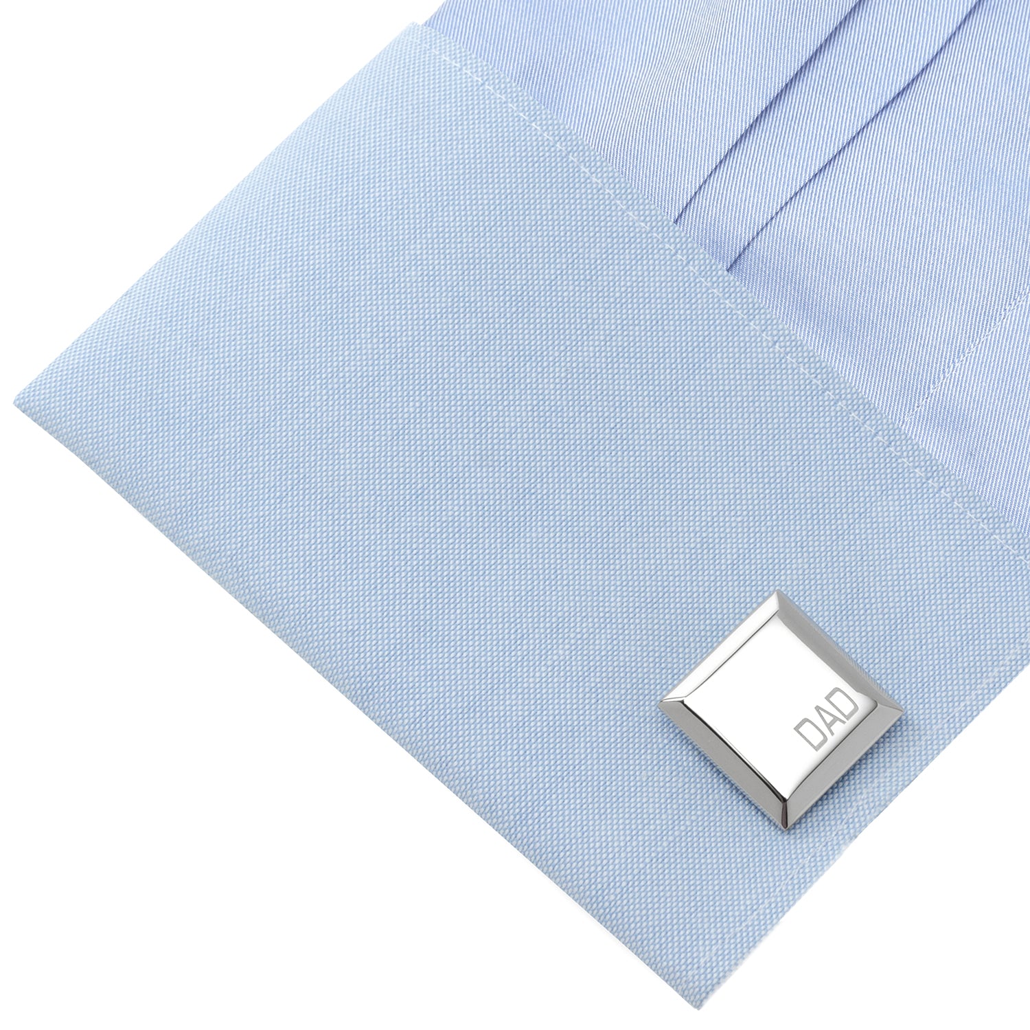 Is your Dad rad? Remind him of how much you love him, with this set of beveled-edge stainless steel cufflinks, featuring a simple DAD engraving in one corner. Timeless and classic: just like him. Includes individual gift box. Image 3