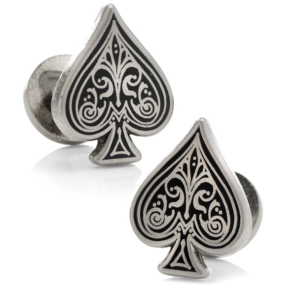 Ace of Spades Antique Silver Cufflinks Image 1