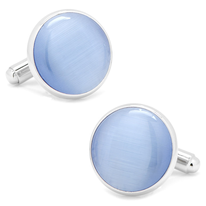 Silver and Blue Catseye Cufflinks Image 1