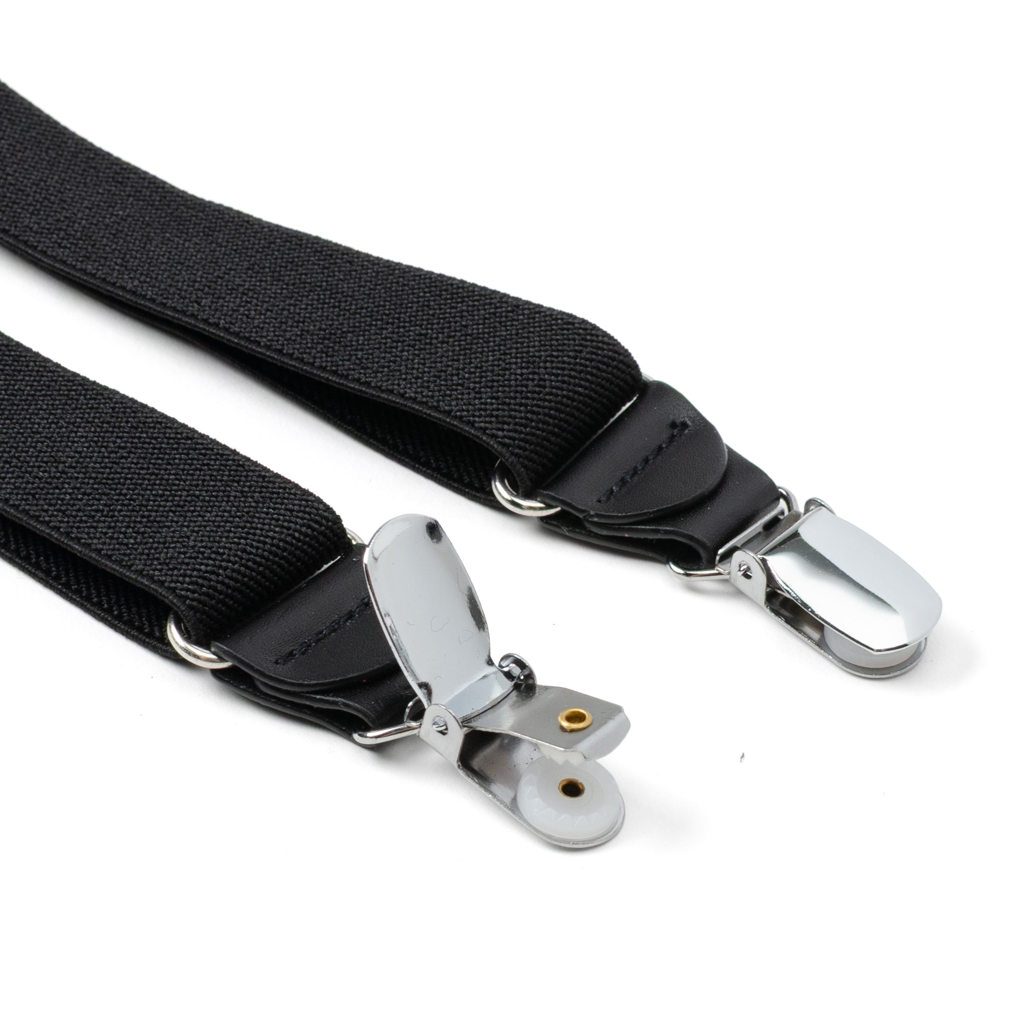 Black Leather/Silver Clip X Back Suspenders Image 5