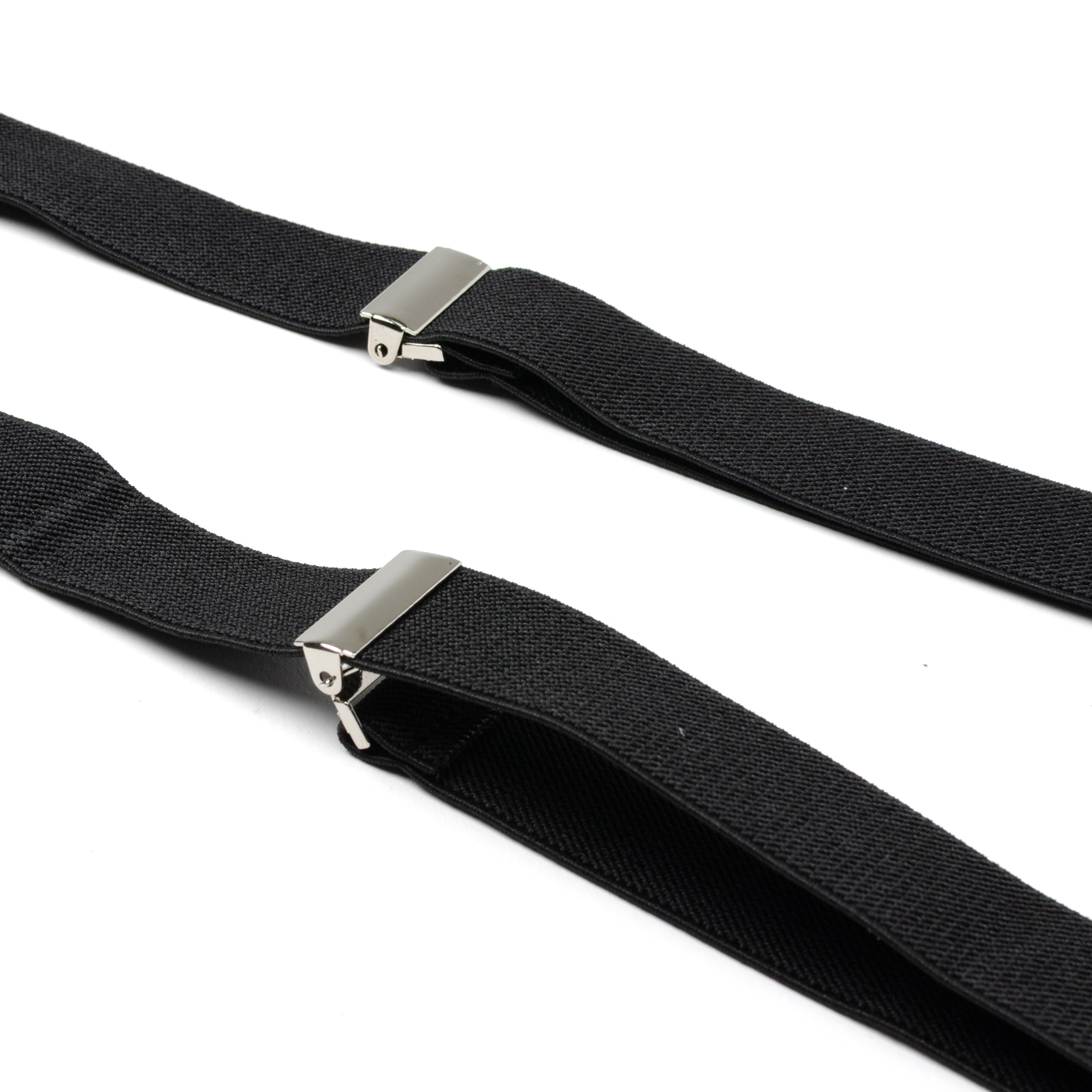 Black Leather/Silver Clip X Back Suspenders Image 6