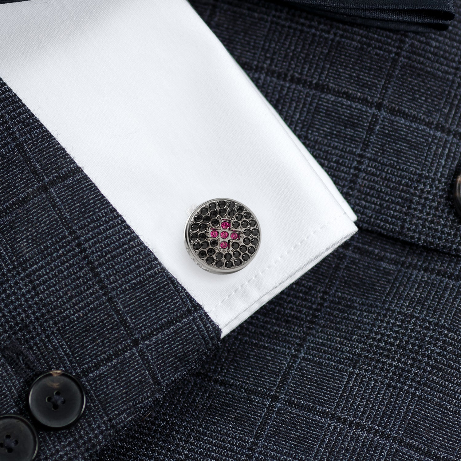 Crystal Button Pave Cufflinks Image 5