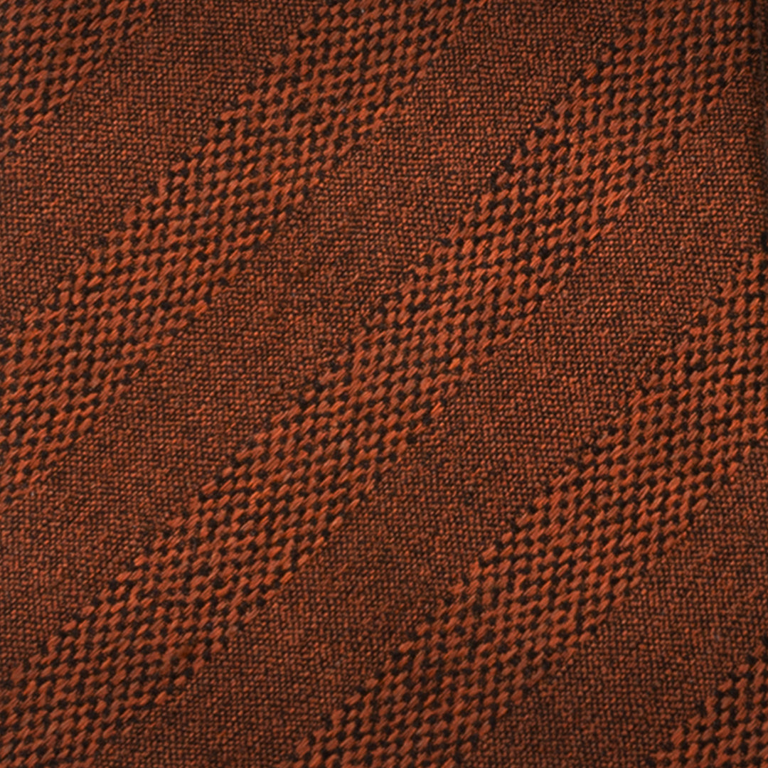 Burnt Sienna Tweed Striped Linen Men's Tie Image 5