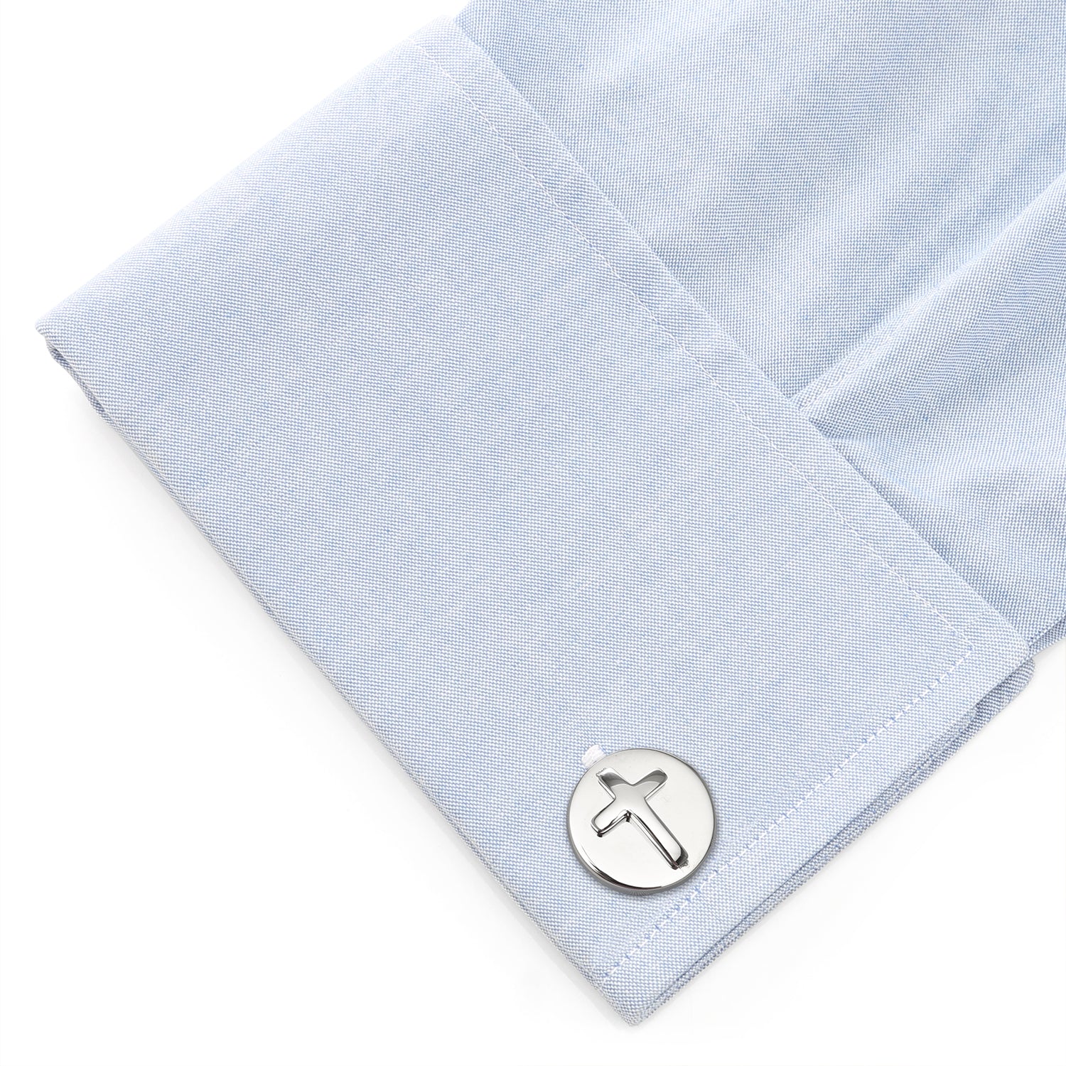 Cross Round Stainless Steel Cufflinks Image 3