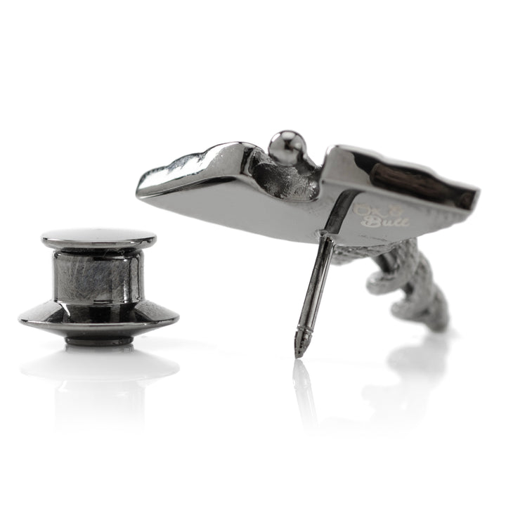 Caduceus Pave Gunmetal Lapel Pin Image 4