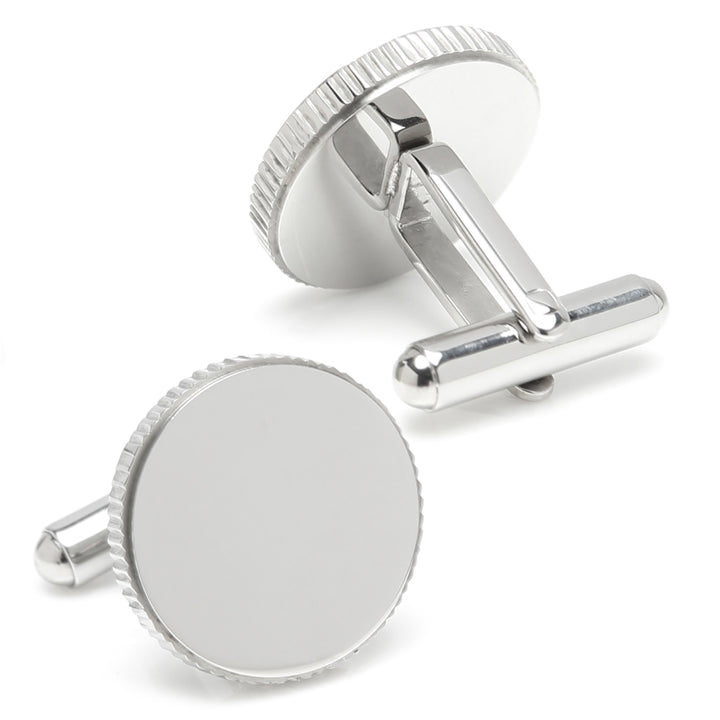 Stainless Steel Coin Edge Engravable Cufflinks Image 3