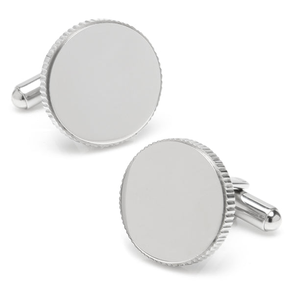 Stainless Steel Coin Edge Engravable Cufflinks Image 1