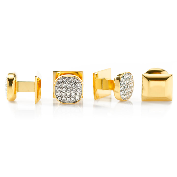 Stainless Steel Gold Plated White Pave Crystal Studs Image 3