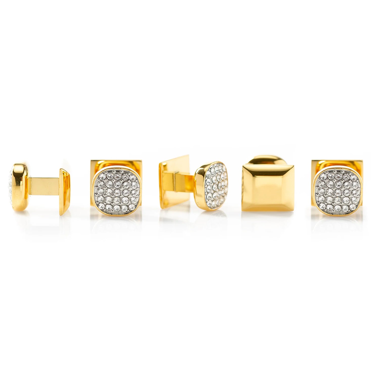 Stainless Steel Gold Plated White Pave Crystal 5-Studs Image 3