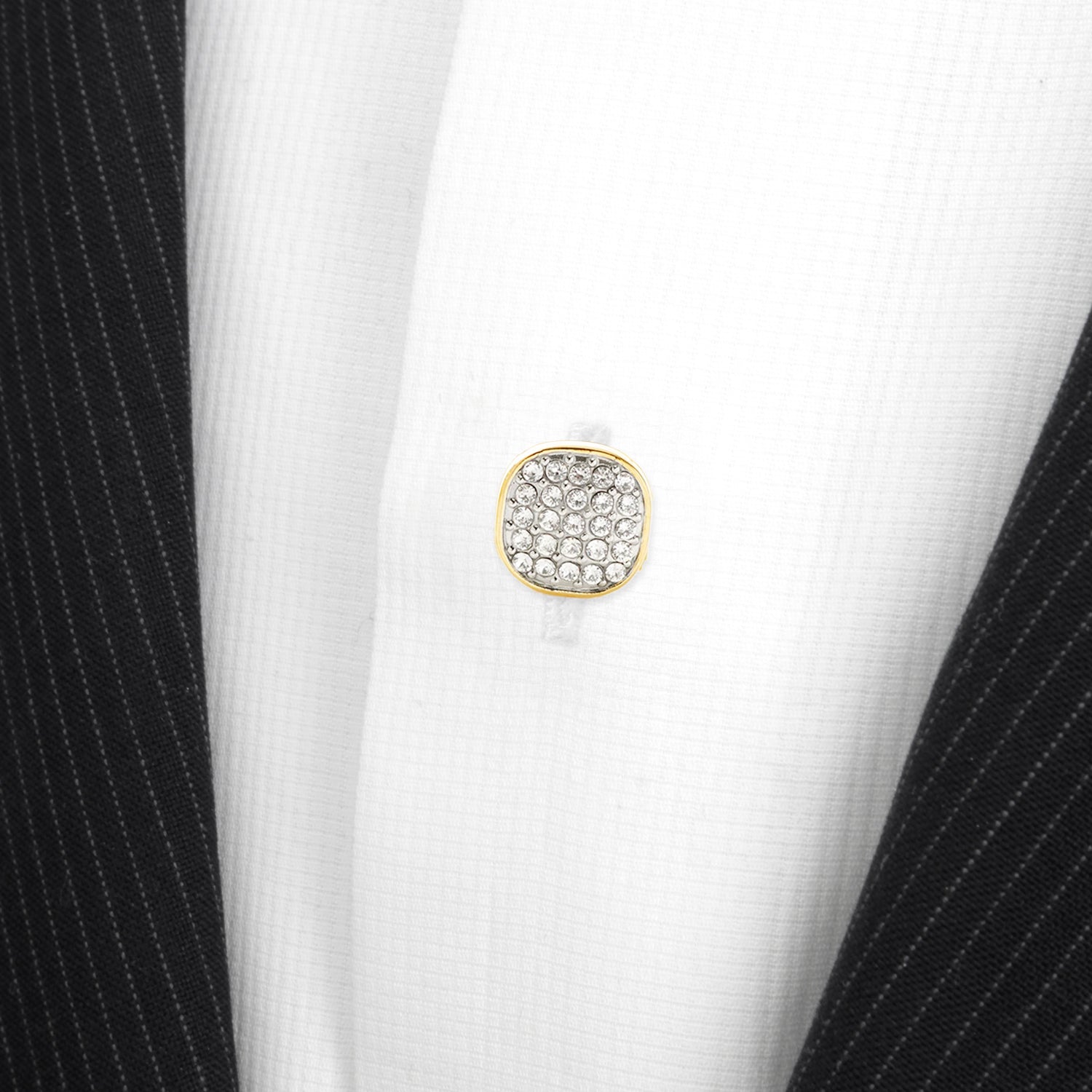 Stainless Steel Gold Plated White Pave Crystal 5-Studs Image 4
