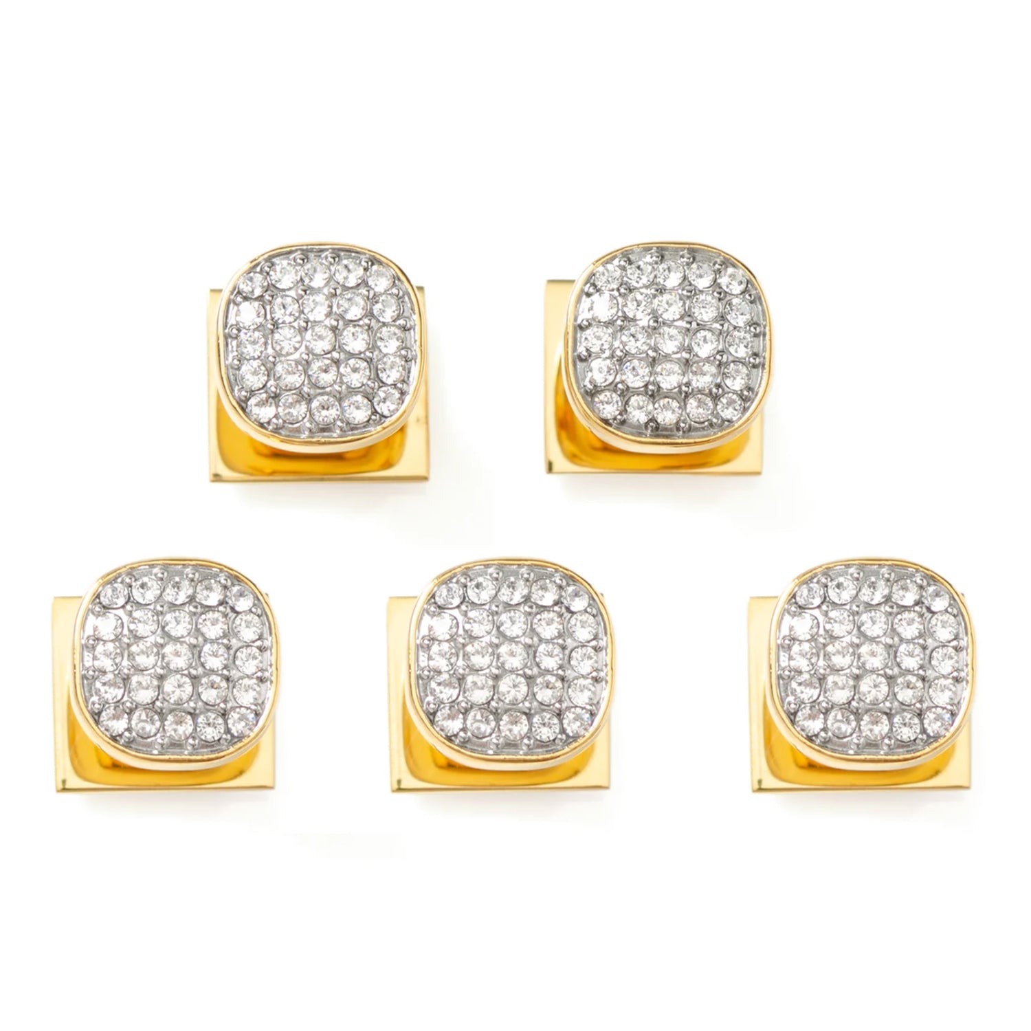 Stainless Steel Gold Plated White Pave Crystal 5-Studs Image 1