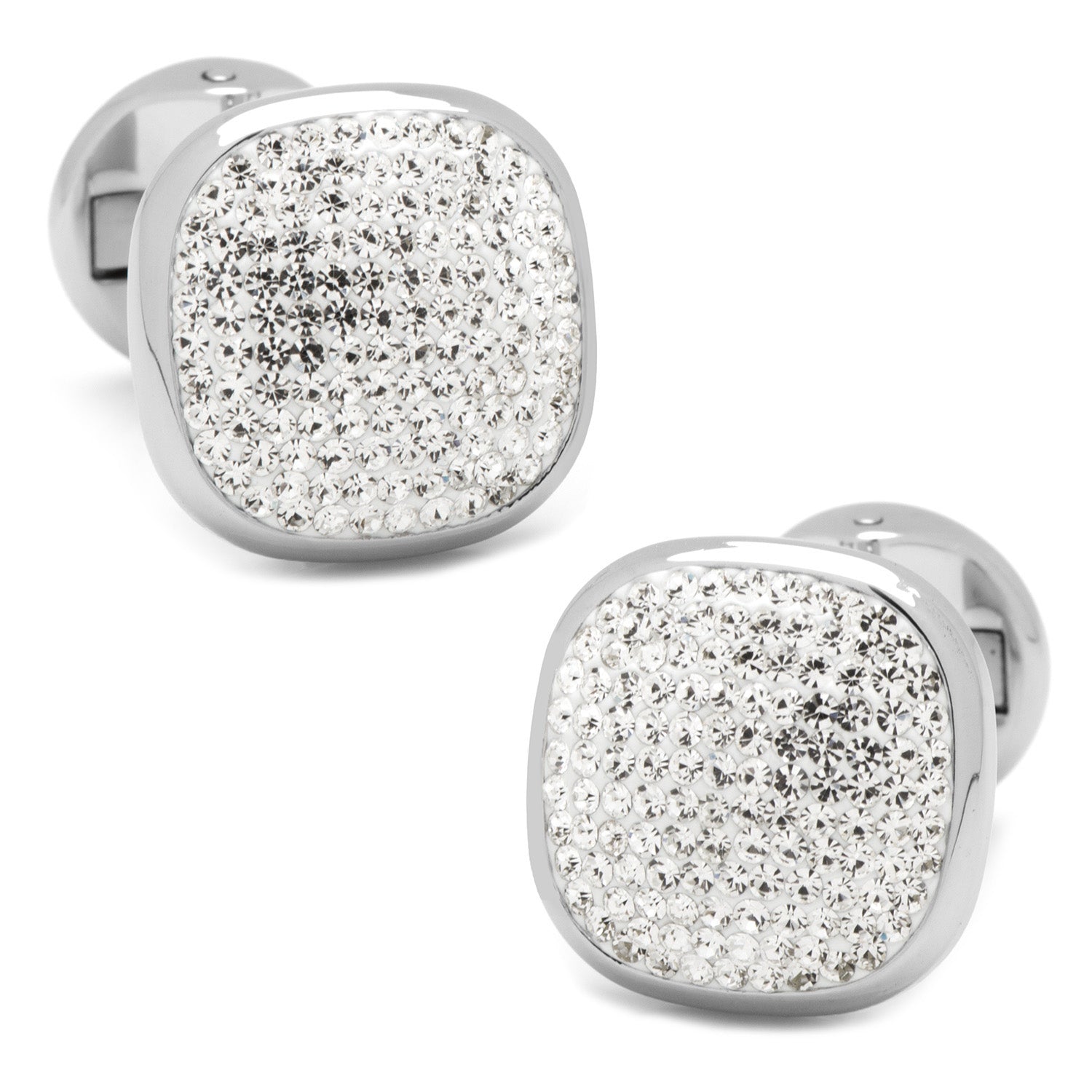 Stainless Steel White Pave Crystal Cufflinks Image 1