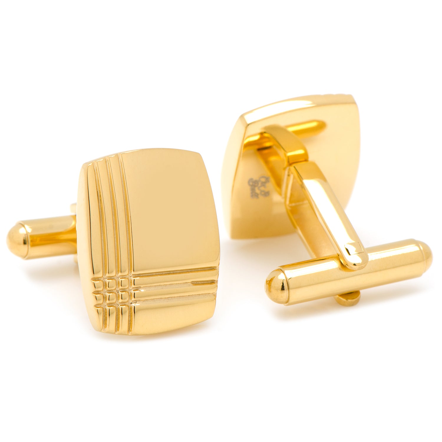 Stainless Steel Gold Tartan 5-Stud Set Image 5