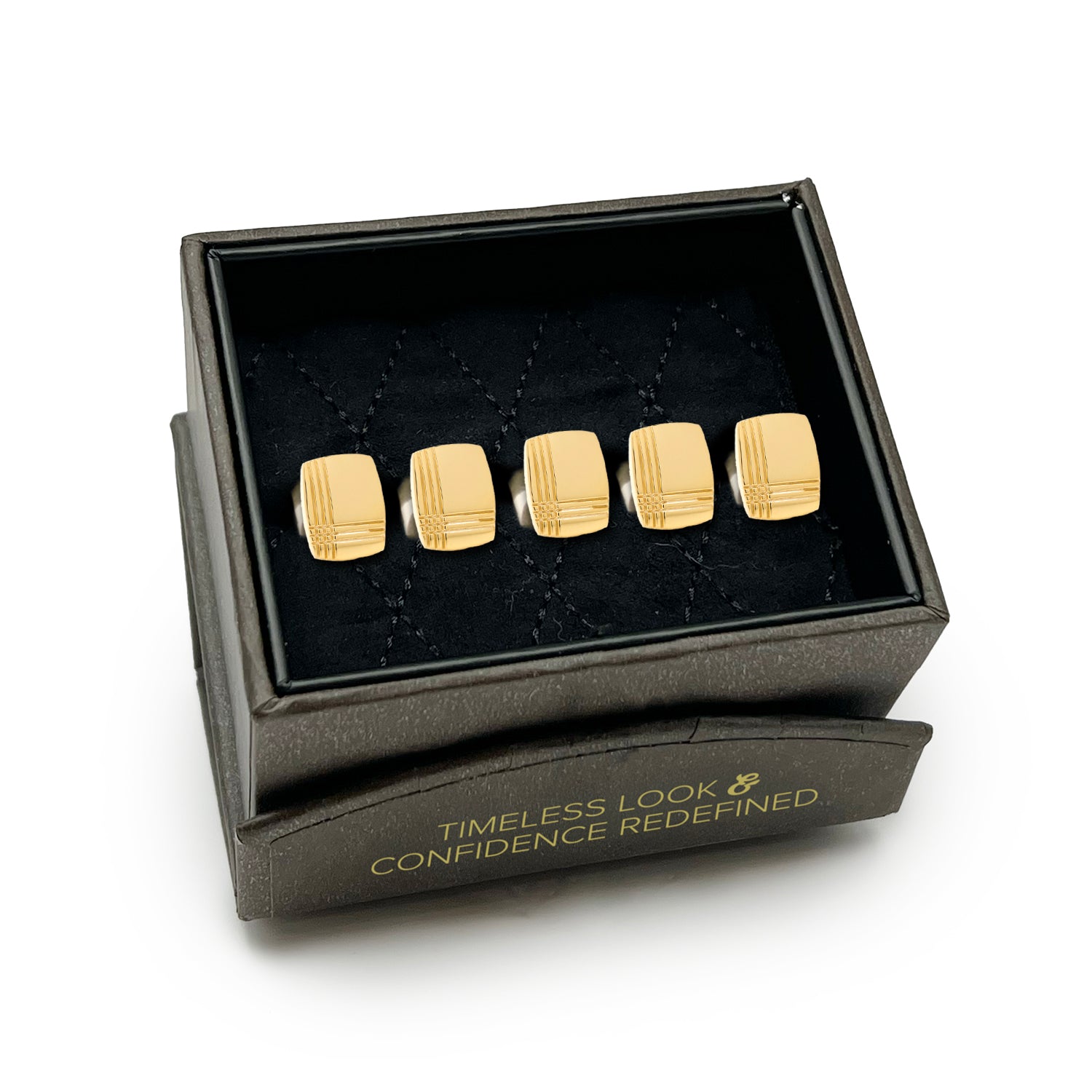Stainless Steel Gold Tartan Plaid Studs Image 5