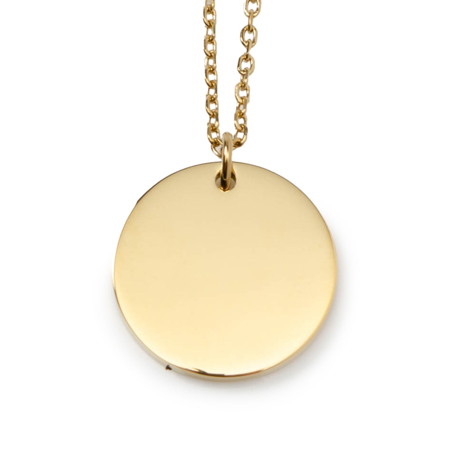 Stainless Steel Gold Engravable Round Pendant Women's Necklace Image 1
