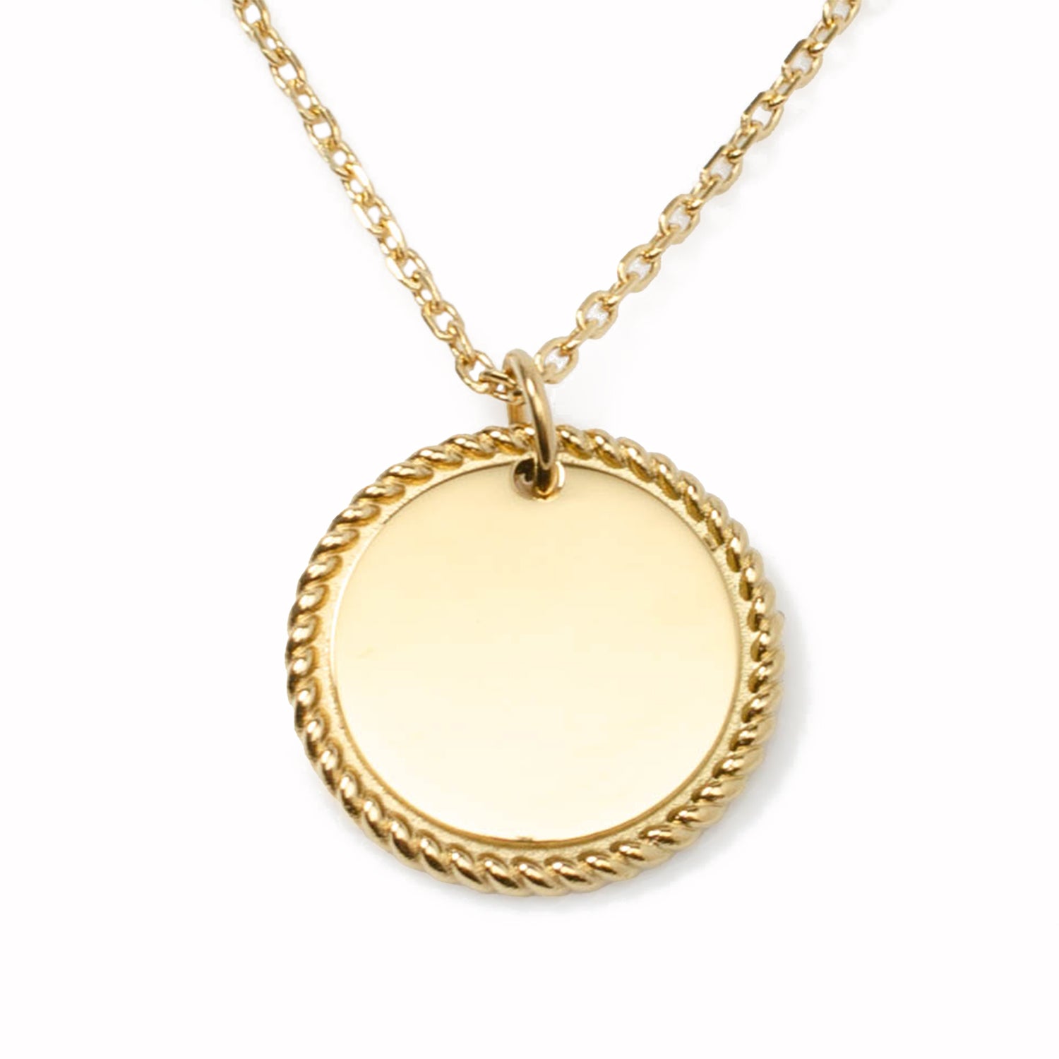 Stainless Steel Gold Engravable Rope Border Edge Necklace and Cufflinks Gift Set Image 4