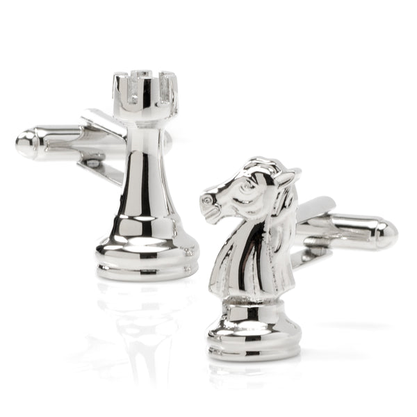 Knight and Rook Chess Piece Cufflinks Image 1