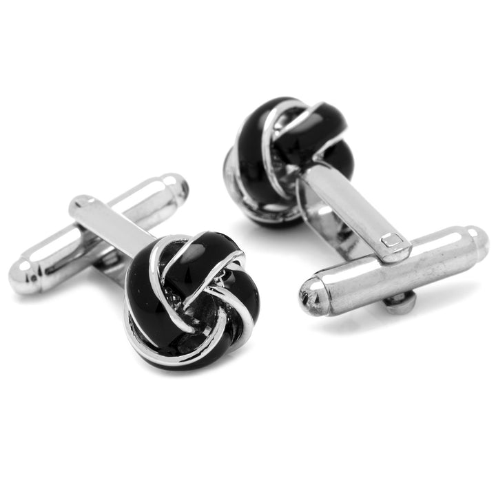 Black and Silver Knot Cufflinks Image 2