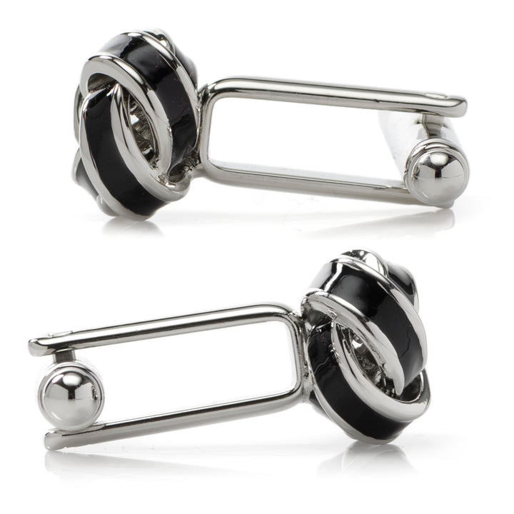 Black and Silver Knot Cufflinks Image 4