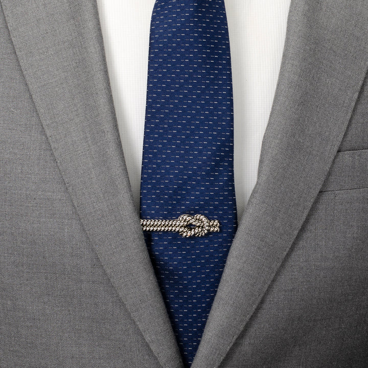 Silver Knot Rope Tie Clip Image 2