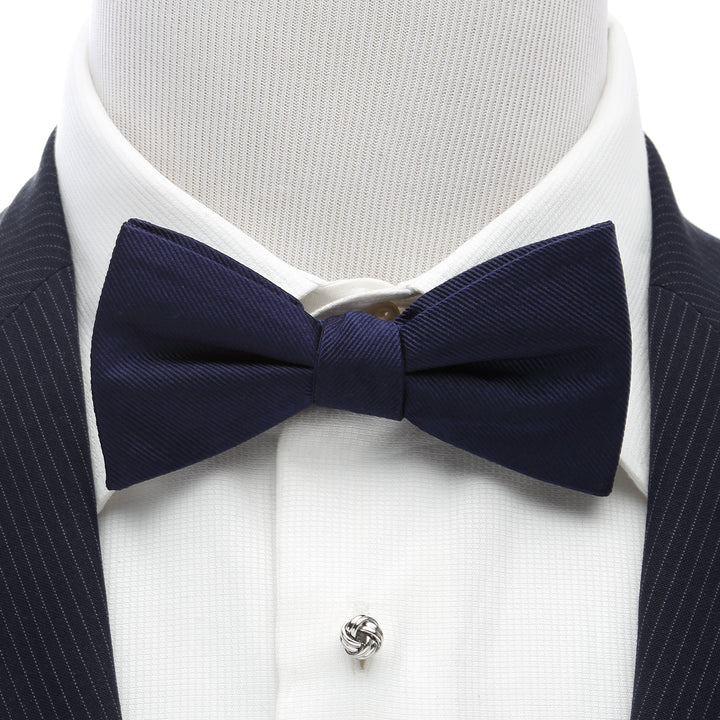 Navy Silk Bow Tie Image 3