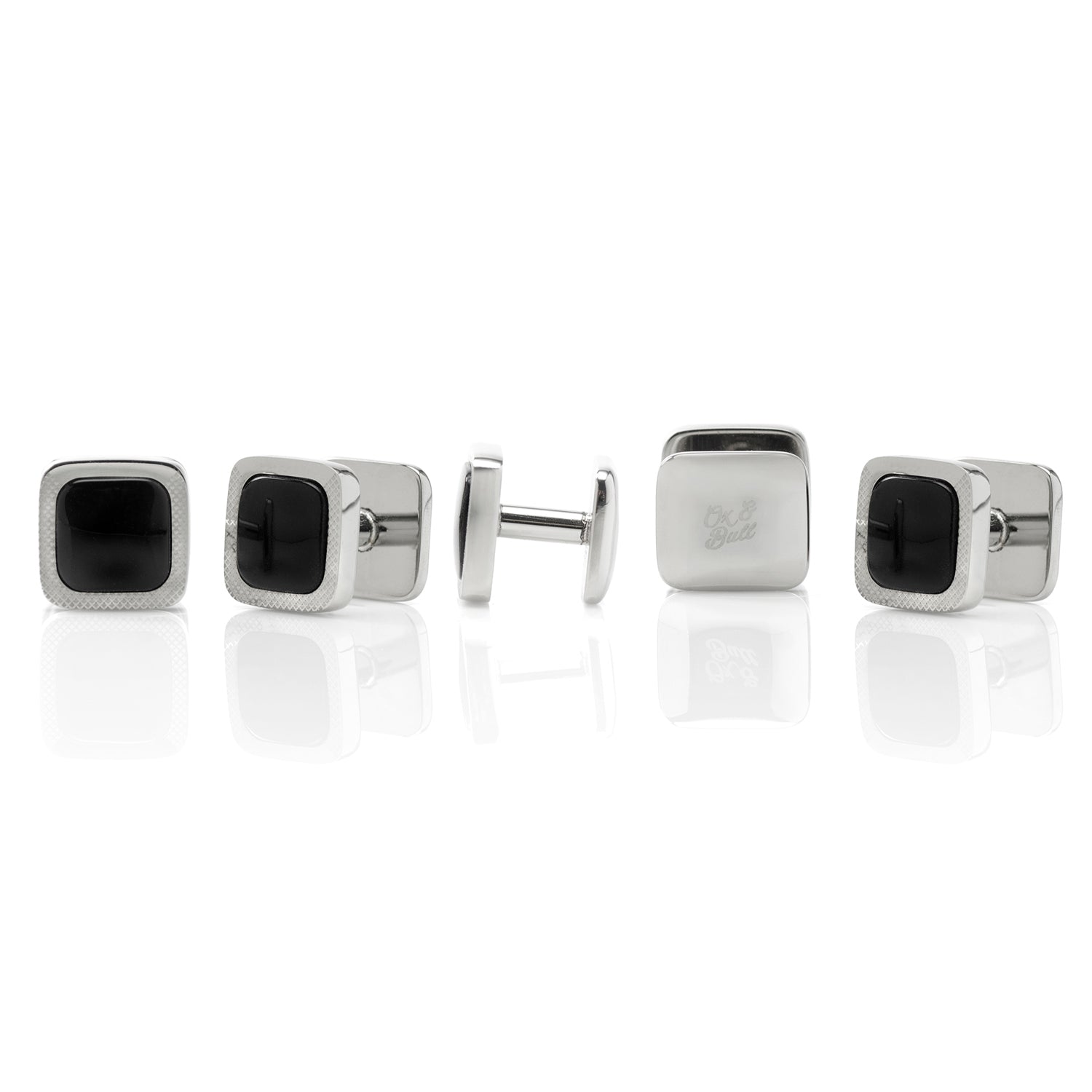 Onyx Cushion Stainless Steel 5-Stud Set Image 3