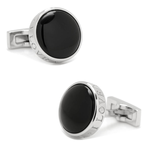 Onyx I Love You Stainless Steel Cufflinks Image 1