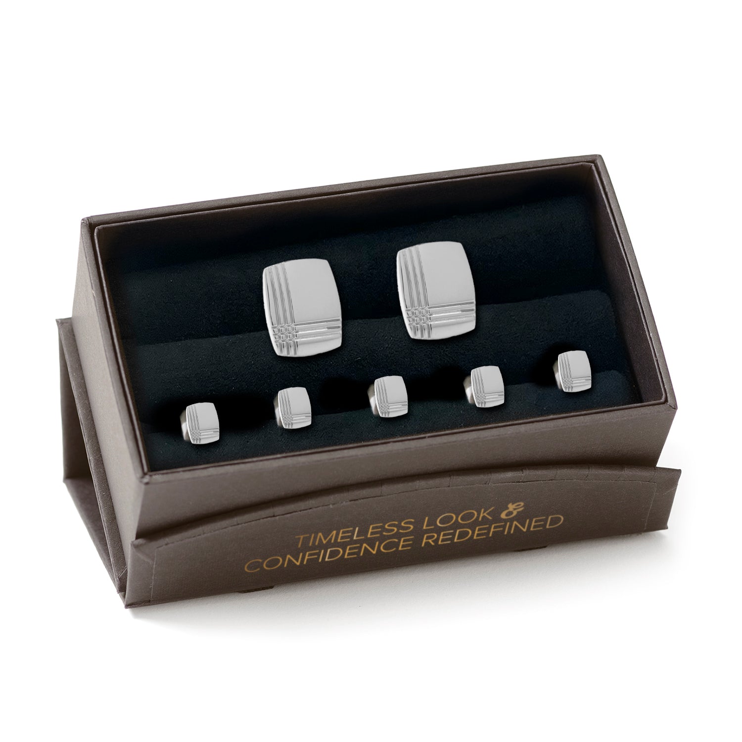 Stainless Steel Tartan Plaid 5-Stud Set Image 7