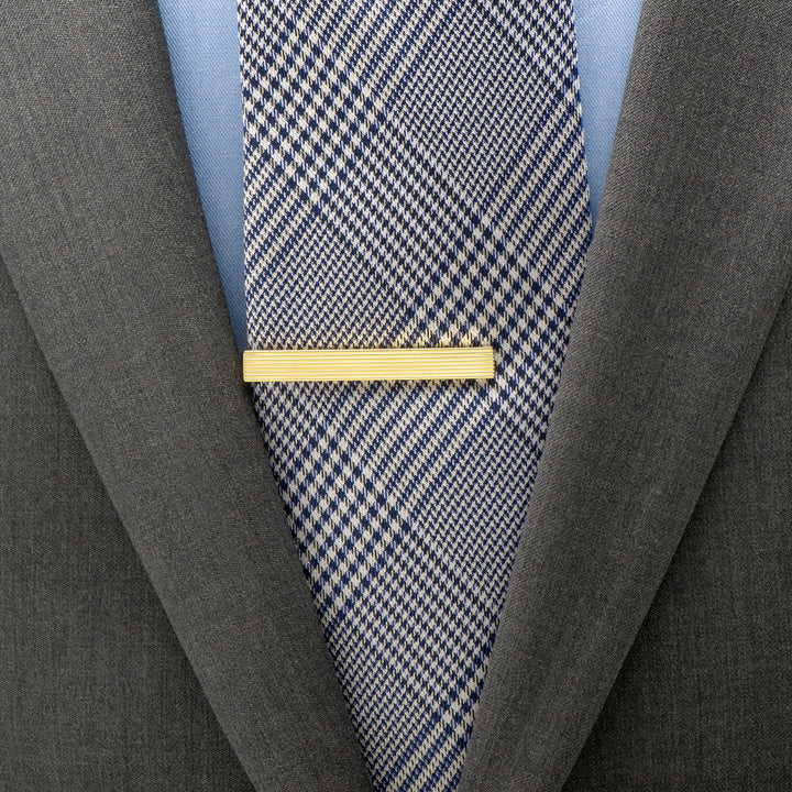 Gold Pinstripe Tie Clip Image 2