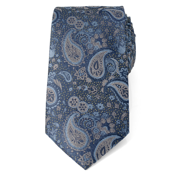 Blue & Gray Paisley Men's Tie Image 3