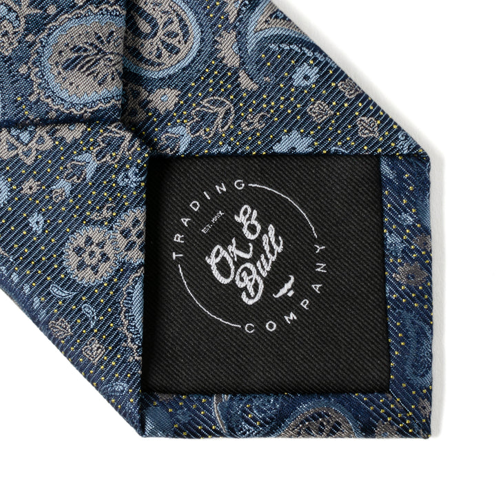 Blue & Gray Paisley Men's Tie Image 5