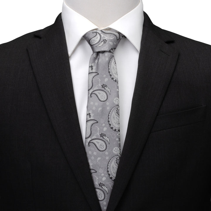 Gray Paisley Men's Tie Image 2