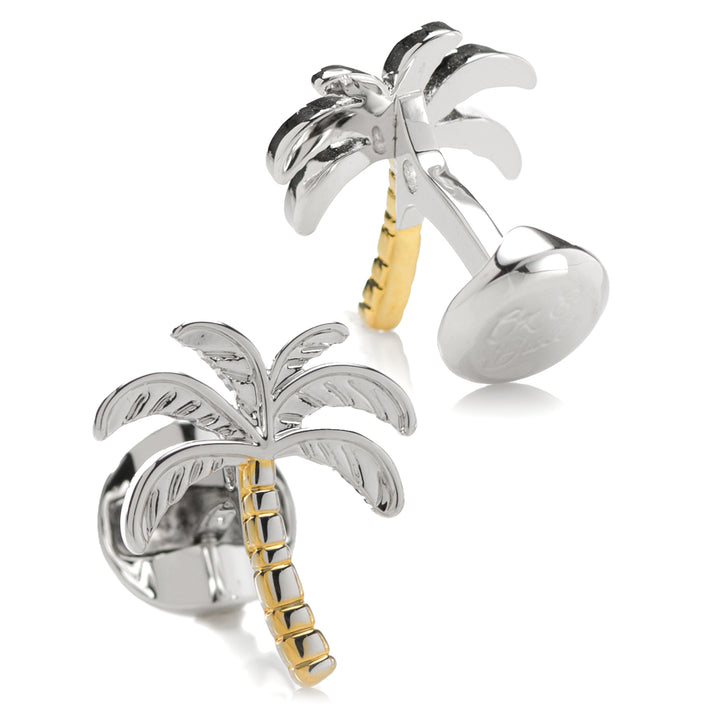 Palm Tree Silver Gold Cufflinks Image 2