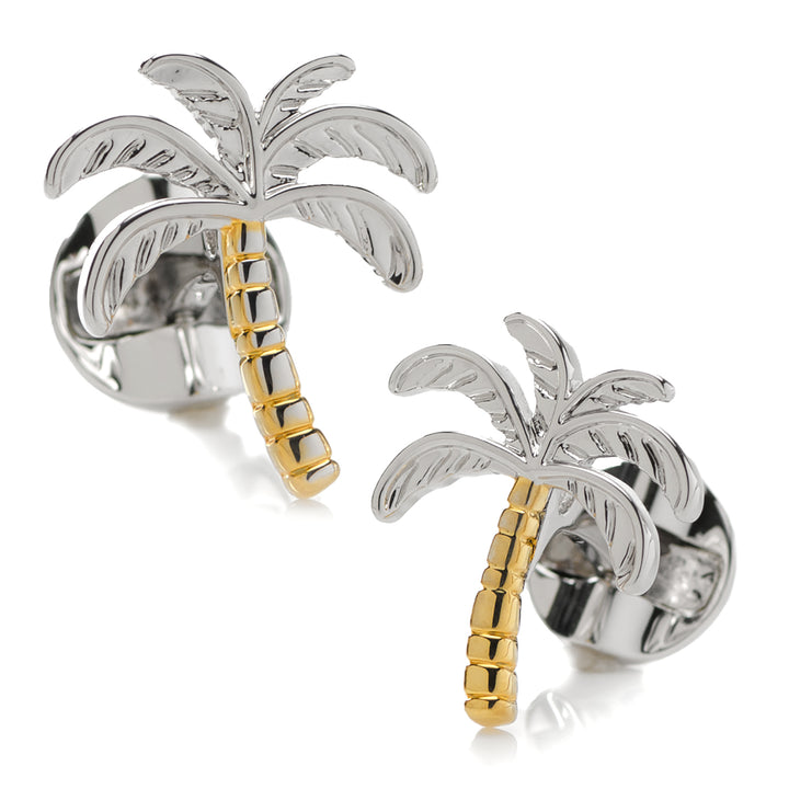 Palm Tree Silver Gold Cufflinks Image 1