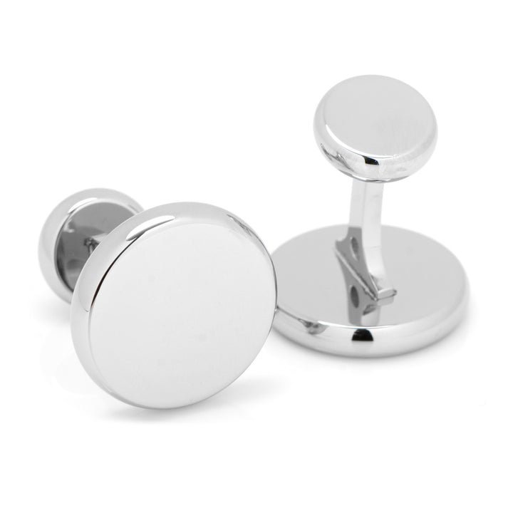 Stainless Steel Engravable Classic Round Cufflinks Image 3